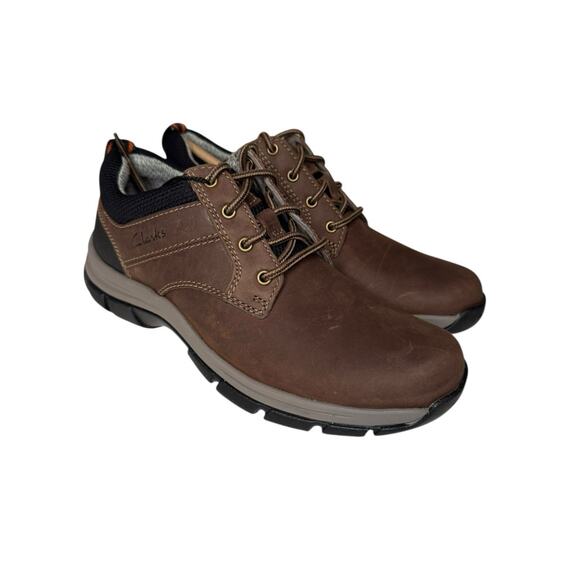 CLARKS Walpath Low Leather Sneaker Men's Size US 7M Brown Leather - Picture 1 of 8